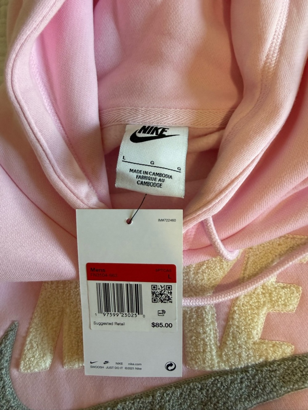 NWT Nike Light Pink Hooded Sweatshirt with Embroidered Logo - Picture 2 of 3